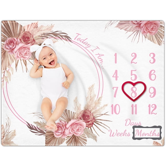 Manta Baby Milestone Warmther con estampado floral bohemio de 102 x 127 cm