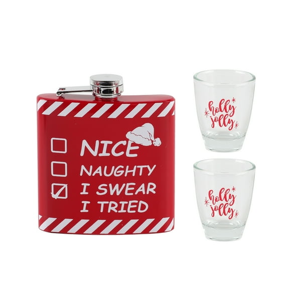 CWC 3PC HIP FLASK &HOT GLASSES