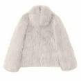 thumbnail image 2 of Nfurl Faux Fur Jackets for Women Soft Shaggy Fleece Crop Jacket Causal Long Sleeve Solid Color Outerwear Coats Ladies Fall Tops Beige S, 2 of 4