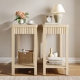 thumbnail image 3 of Aufeile End Table, Narrow Fluted Boho Wood Side Table with Storage Shelf, Small Space Accent Table, Natural, 3 of 9