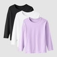 thumbnail image 2 of Ulanda 3 Pack Girls Long Sleeve Shirts Soft Cotton Crewneck Plain Tops Tees Clothes for Kids Tween (Red, 9-10 Years), 2 of 4