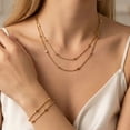 thumbnail image 5 of Flydeer Necklace for Women Double Layer Snake Chain Beaded Necklace Stainless Steel Yellow Valentine's Day Gift for Women, 5 of 8