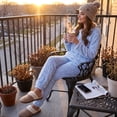 thumbnail image 2 of Heartnice Fluffy Pajamas set for Women Fleece Pullover 2 Piece Pjs Set Soft Plush Sleepwear Winter Loungewear(Light Blue, Mï¼, 2 of 6