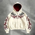 thumbnail image 4 of Men's Y2k Goth Graphic Zip Up Hoodies Long Sleeve Grunge Punk Graphic Print Streetwear Oversized Hooded Sweatshirt With Pocket W001-Beige XXXXL, 4 of 7