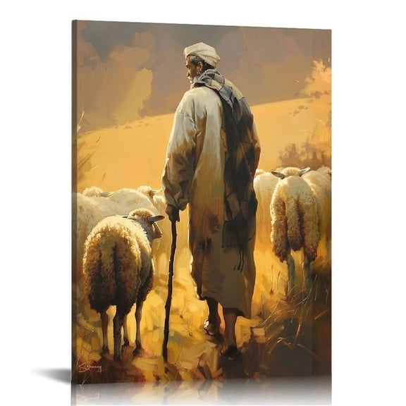 RUIYC Jesus Wall Art Jesus Poster Jesus and Lamb Canvas Wall Art Religious Wall Art Christian Wall Decor Jesus Art Christian Wall Art Wall Decor 12x16 in