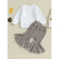 thumbnail image 3 of Bagilaanoe 2pcs Baby Girl Pants Set Toddler Long Sleeve Sweatshirt Tops + Leopard Flare Trousers 6M 12M 18M 24M 3T Kids Fall Casual Clothing, 3 of 8