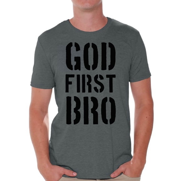 Awkward Styles God First Bro T Shirt for Men Christian Mens Shirts Christian Clothes for Men Jesus Christ is the Lord Christian Birthday Gifts Jesus Shirts Jesus Clothing God First Bro Mens Shirt