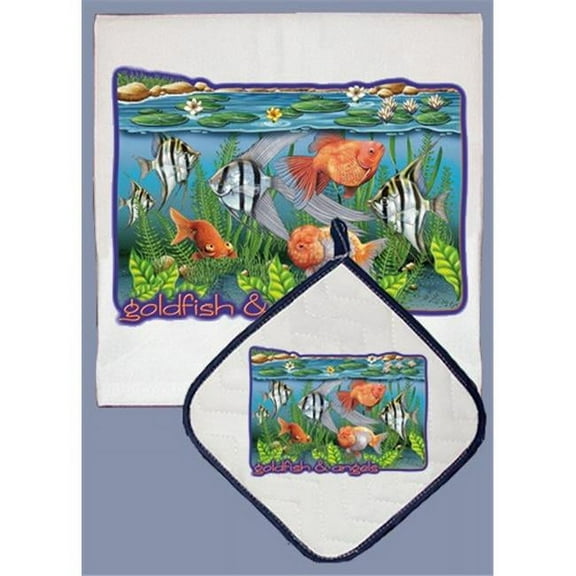 Pipsqueak Productions DP808 Goldfish and Angelfish Dish Towel And Pot Holder Set