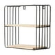 thumbnail image 1 of Estante de pared cuadrado de doble capa, instalación sin taladros, almacenamiento de pared de hierro, estante geométrico para sala de estar, dormitorio, acabado en negro dorado, construcción robusta,, 1 of 6