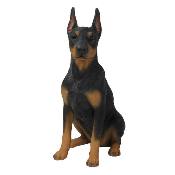 Hi Line 12” Sitting Doberman Pinscher Dog Garden Statue, Durable Polyresin