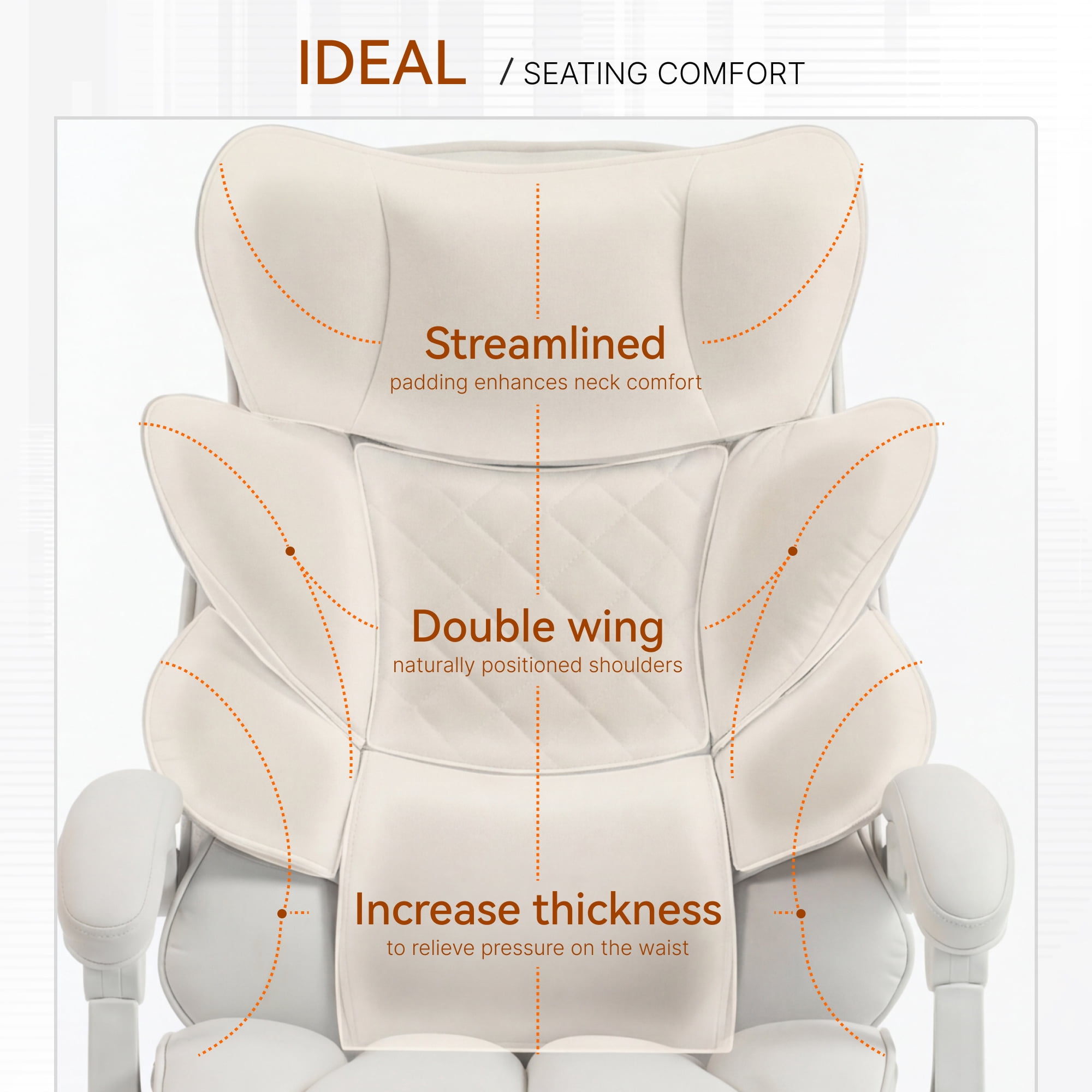 GOOSEA Adult PU High Back Indoor Residential Adjustable Seat Height and Lumbar Support Executive Chairs with Footrest, White