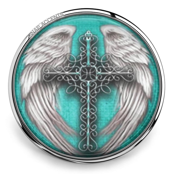 Cross Faith Turquoise Wing Snap Jewelry Ginger Charm Button, For Interchangeable DIY Customizable Accessories