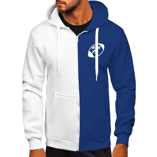 LOVZFMLL Vestes pour Hommes à Capuche Imprimé Bloc de Couleur Ample à Manches Longues Veste Décontractée à Capuche