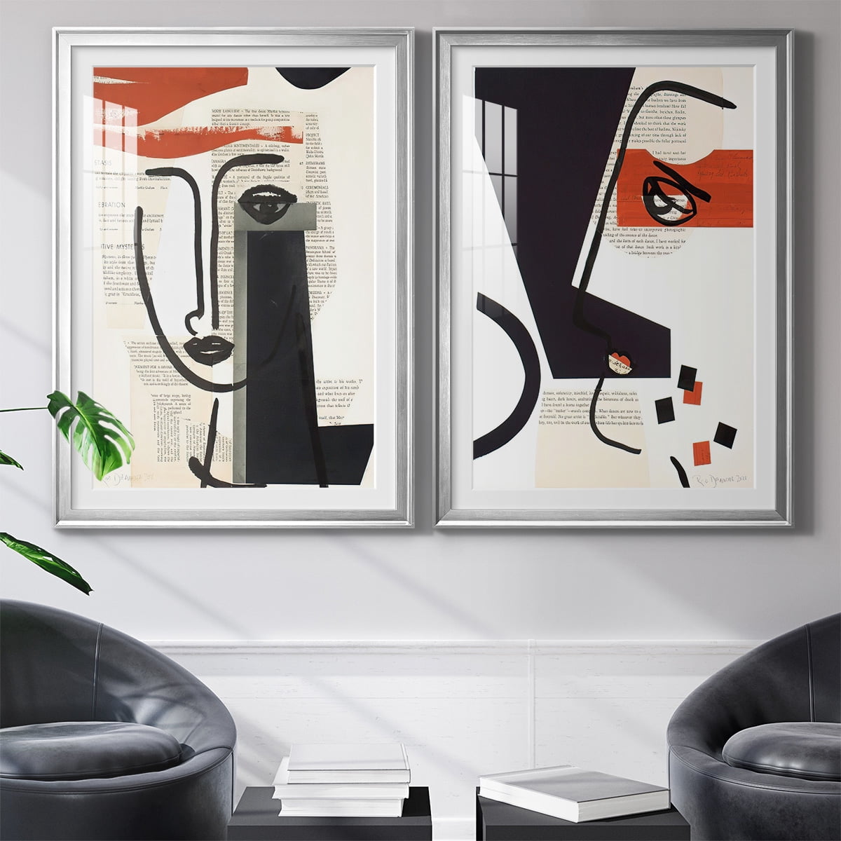 Wexford Home Faces of A Century V Premium Framed Print, 22.5" x 30.5" - Ready to Hang, Silver (Set of 2)