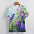 thumbnail image 3 of Flower Hummingbird Womens Tops Women's Fashion Casual Short Sleeve Flower Print Round Neck Pullover Top Blouse, 3 of 6