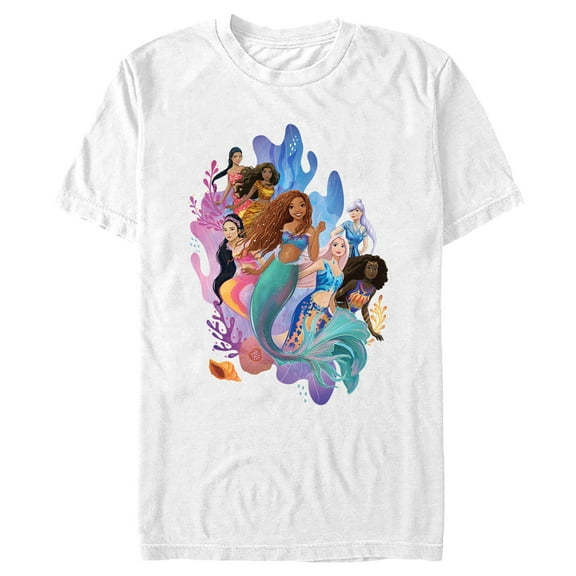 Men's The Little Mermaid Group of Mermaids  Graphic Tee White 2X Large