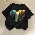 thumbnail image 5 of Acaics Girls Printed T-Shirt, Sizes 2–12, Soft Cotton Crew Neck Rainbow Dripping Heart Graphic Casual Short Sleeve Tops For Little Kids Daily Playwear, 5 of 5