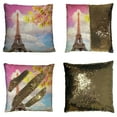 thumbnail image 1 of EREHome Eiffel Tower Paris sunset sky spring cherry tree Pillow Case Home Decor Cushion Cover 20x20 Inch, 1 of 2