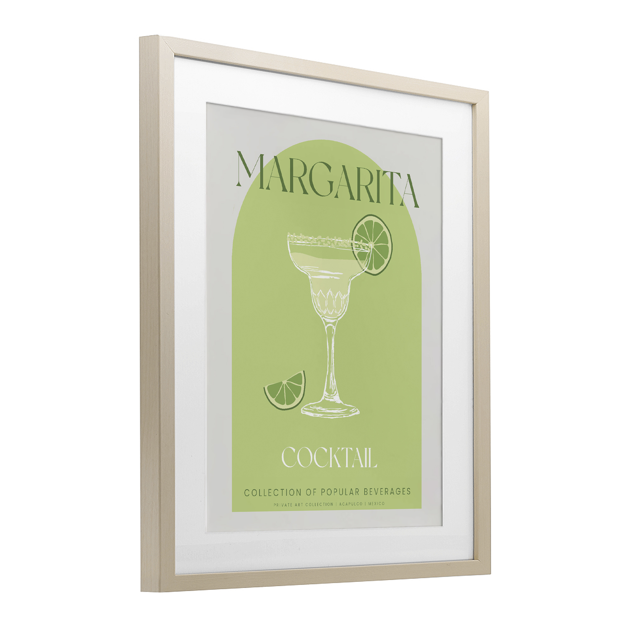 Stylish Retro Margarita Birch Framed Print Under Glass, design by Lil' Rue