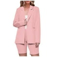 thumbnail image 2 of Idoravan Women Sets Clothing Women Business Attire 2 Piece Outfits Long Sleeve Turndown Collar Coats Tops Solid Shorts Sets, 2 of 9
