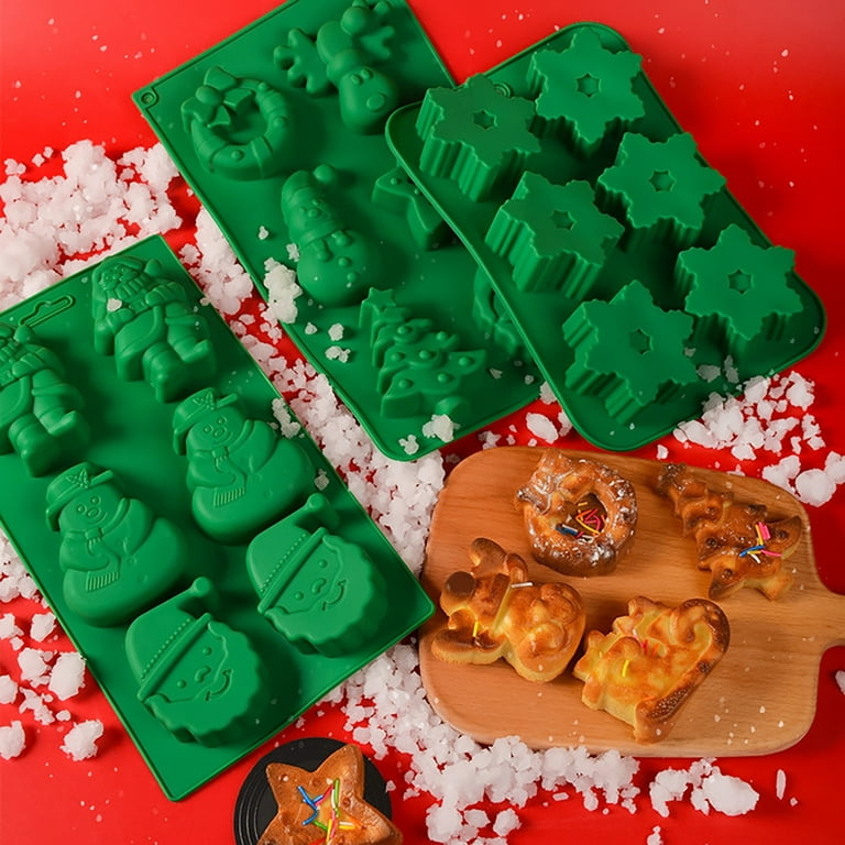 Udiyo 1/2/4pcs Christmas Silicone Molds,Silicone Christmas Tree Baking Mold, Candy Chocolate Molds,Xmas Gift Handmade Soap Molds,Set DIY Baking