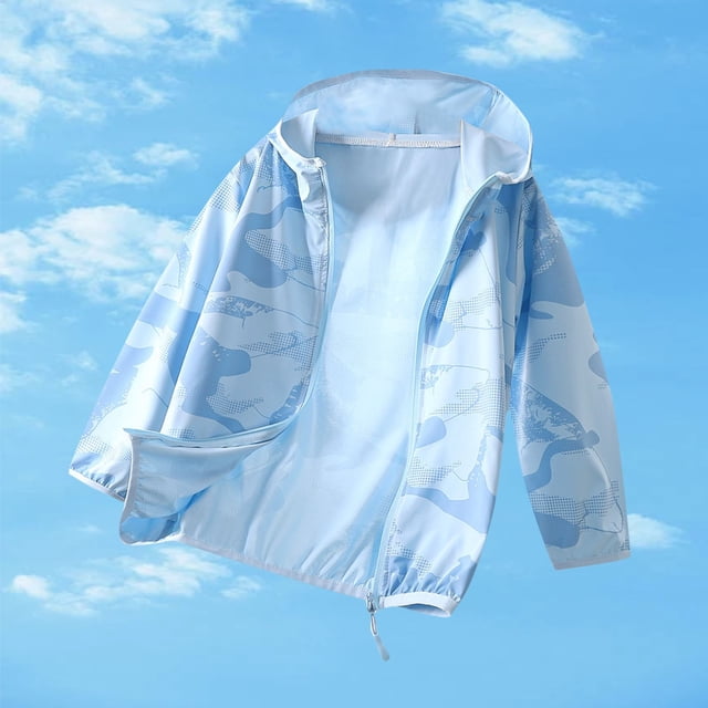 LOVZFMLL Jackets for Girls Summer Girls' Sun Protection Clothing With Protective And Friendly Ice Jacket And Dry Zipper Hooded Top Suitable For Going Out 2-3 Years