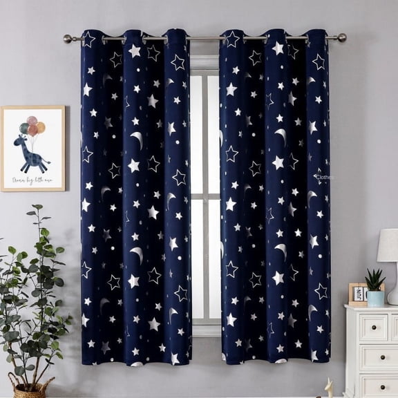 52*84Inch 2 Pack Blackout Curtains for Bedroom - 2 Panels Room Darkening Curtains for Living Room  Bedroom WindowsCurtain Navy blue