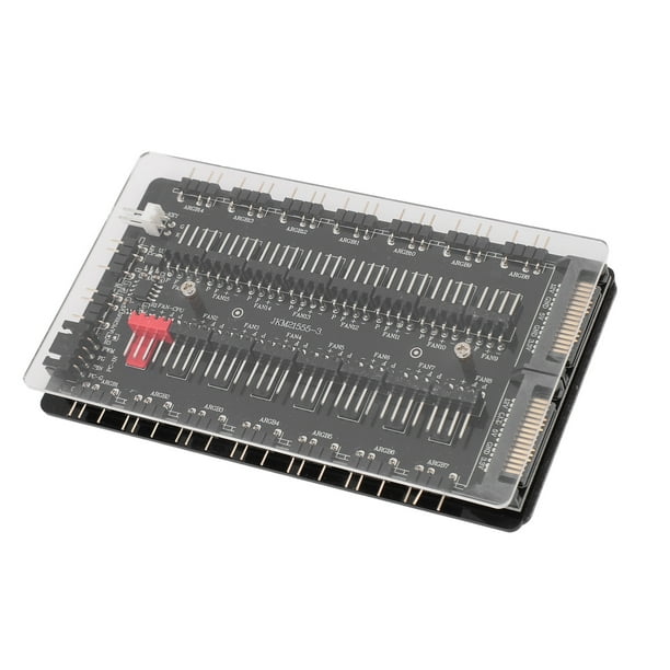 Argb Pwm Fan Hub, 3pin Argb 16 Way Fácil de Instalar Espacio Guardar 2 en 1 Argb Pwm Fan Fan Magnetic Con Estuche Acrílica para PC de Escritorio