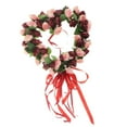 thumbnail image 1 of Corona de rosas de seda artificial en forma de corazón, decoración de boda Vino rojo, 1 of 9