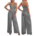 thumbnail image 4 of JFGHDG Sequin Jumpsuits for Women Womens Jumpers Dressy Sparkly Romper Sequin Romper for Women Party Night Rhinestone Jumpsuit Bell Bottom Jumpsuit for Women Party Rompers for Women Gray S, 4 of 6
