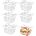 thumbnail image 1 of PinesC 6 Pcs Plastic Food Pan with Lid, 4'' Deep Stack Clear Salad Bar Containers Commercial Plastic Restaurant Containers for Food Fruits Vegetables(1/6 Size), 1 of 4
