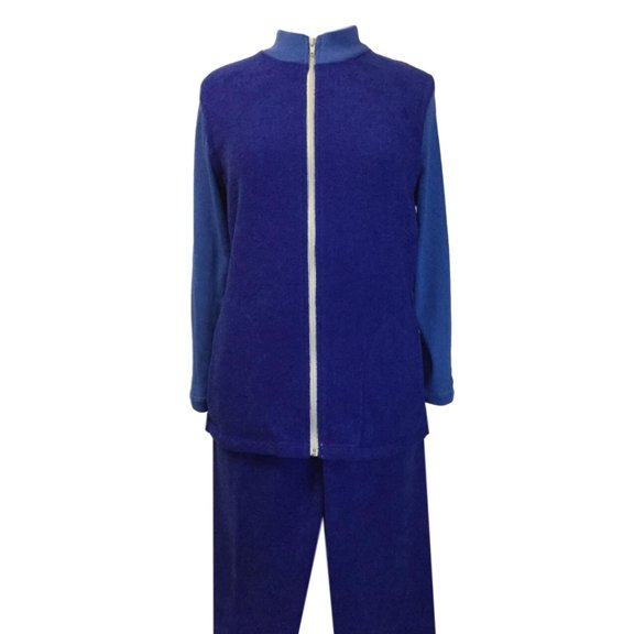 Adaptive Shoulder-Snap Pant Set, Front Zipper, Cobalt Blue
