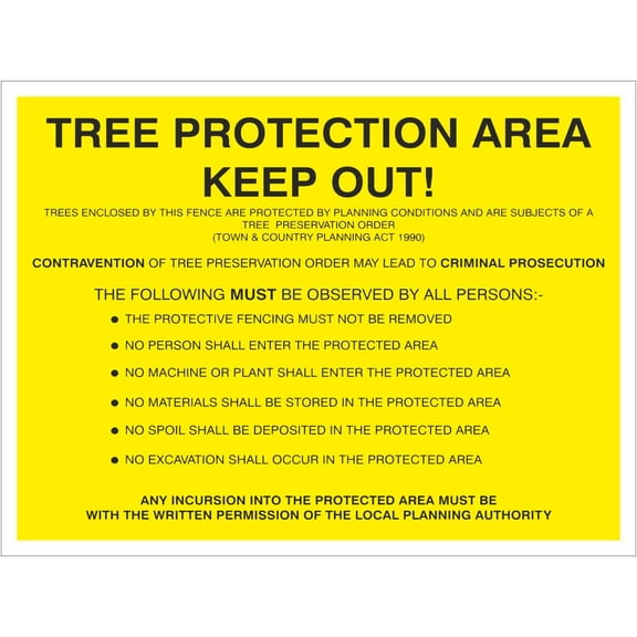 Tree Protection Area Keep Out Sign Construction Warning Signs, Keep Out Signs, Forestry Signs Metal Sign Danger Warning Notice Safety Tin Sign 12x16 Inch