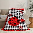 thumbnail image 2 of Soft & Warm Flannel Cozy Ladybug Print Throw Blanket - Versatile for Couch, Office Bed, Camping & Travel, 2 of 6