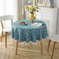 thumbnail image 1 of Nappe Ronde en Coton et Lin Anti-Taches avec Franges Lavable 140x140cm, 1 of 5