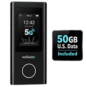 NomadsFi PocketFi 5G Mobile Hotspot for Travel with 50GB U.S. Starter Data | Portable WiFi Hotspot for Travel, No SIM Card Needed, Global Plans for 200+ Countries, 16 Connected Devices for RV Camping