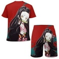 thumbnail image 2 of Demon Slayer Nezuko Boys Girls Short Sleeve Mesh T-Shirt And Shorts Outfit Set Summer Clothes Set for Kids, 2 of 8