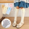 thumbnail image 6 of Esaierr 3-12 T Kids Baby Girls Knee High Socks Toddler Bow Mesh Thigh High Socks Spring Summer Compression Socks Cotton Uniform Socks 3 Pairs, 6 of 9