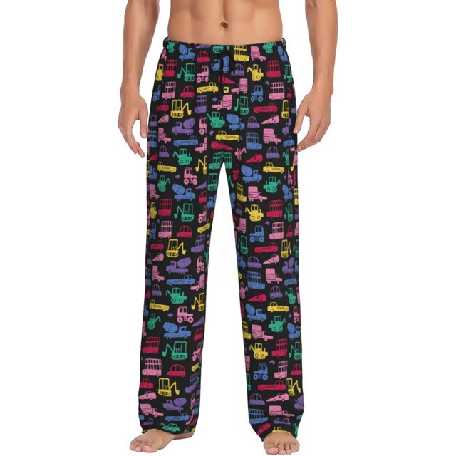 Fotbe Colorful Excavator Pantalones de Pijama para Hombre, Pantalones de Dormir, Pantalones de Casa con Cintura Ajustable y Bolsillos-3X-Large