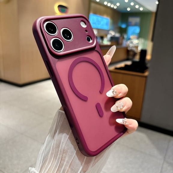 Corliven Magnetic Case for iPhone 18 Pro Max, Compatible with MagSafe, Shockproof Protective Case with Camera Lens Protection, Cherryred