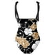thumbnail image 3 of Gibobby Trajes de Baño para Mujer Traje de baño con estampado de flores y cuello en V para mujer Conjuntos de bikini con falda y delantal(Amarillo,CH), 3 of 4