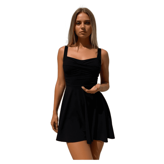 One Piece Swimdress Swimsuit for Women Tummy Control Wrap Swim Dress Modest Ruched Skirt Bathing Suit