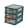 thumbnail image 3 of Caja de almacenamiento de mesa, cajón de escritorio, contenedor de artículos diversos, estante de almacenamiento decorativo, organizador de escritorio 3 capas verde, 3 of 10