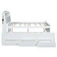thumbnail image 4 of Royard Oaktree Full Size Platform Bed with Storage Headboard and LED Light, Multi-functional Bed Frame with Twin Size Trundle and 3 Drawers, Wood Storage Bed with Slat Support, White, 4 of 7