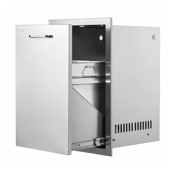 Outdoor Kitchen Trash Drawer - 16" Stainless Steel Pull Out Drawer for BBQ Island, Outdoor Kitchen Storage, Heavy Duty Trash Can Cabinet