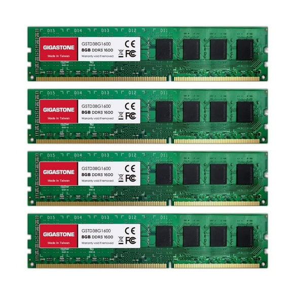 【DDR3 RAM】 Gigastone Desktop RAM 32GB (4x8GB) DDR3 32GB DDR3-1600MHz PC3-12800 CL11 1.5V 240 Pin Unbuffered Non ECC UDIMM for PC Computer Desktop Memory Module -GS-DDR3-U1600CL11-8GB-4PK-B