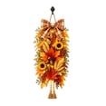 thumbnail image 2 of Light up Fall Teardrop Swag for Front Door, 21.65" Autumn Harvest Sunflower & Maple Leaf Wreath Alternative with Warm LEDs, Thanksgiving Thanksgiving Porch Decor, 2 of 7