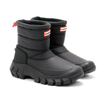 Hunter Wanderer Short Sherpa Snow Rubber Women's Boots (Black, 5