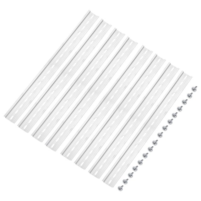 Unique Bargains DIN Rail Slotted Aluminum Mounting Guide 20 Inch x 1.4 Inch x 0.3 Inch Silver Tone 8 Pcs