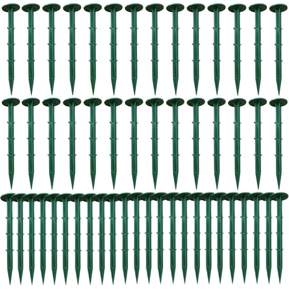 50 Pack Landscape Fabric Stakes Green Plastic 6.3" Landscape Staples Weed Barrier Pins Anchoring Spike Garden Stake for Woven Ground Cover Cloth Gardening Farming Yard Lawn Edging Weed Control